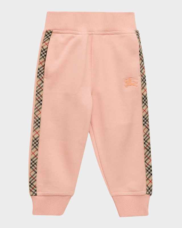 Girl's Jackson Check-Tape Cotton Jogger Pants, Size 4-